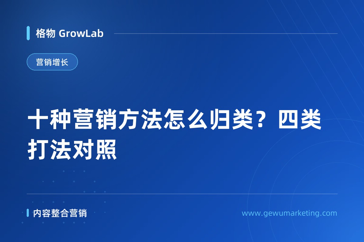 十种营销方法怎么归类？四类打法对照