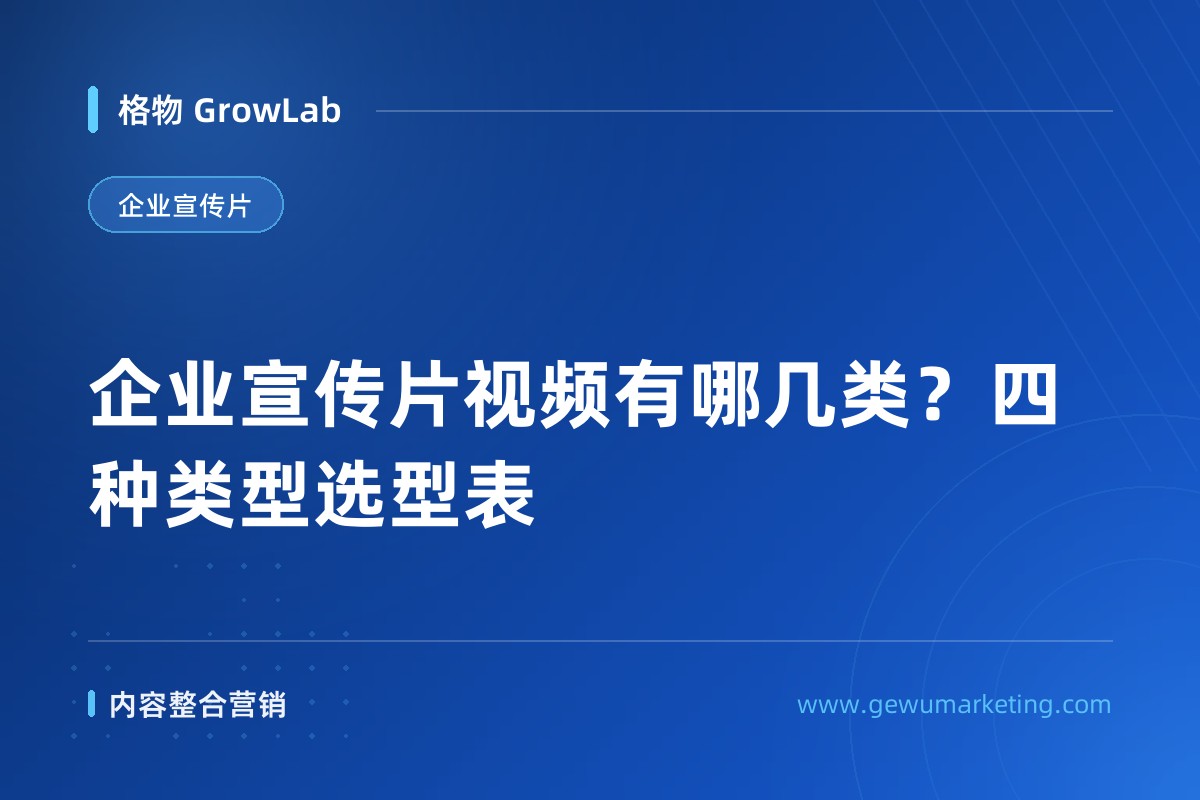 企业宣传片视频有哪几类？四种类型选型表