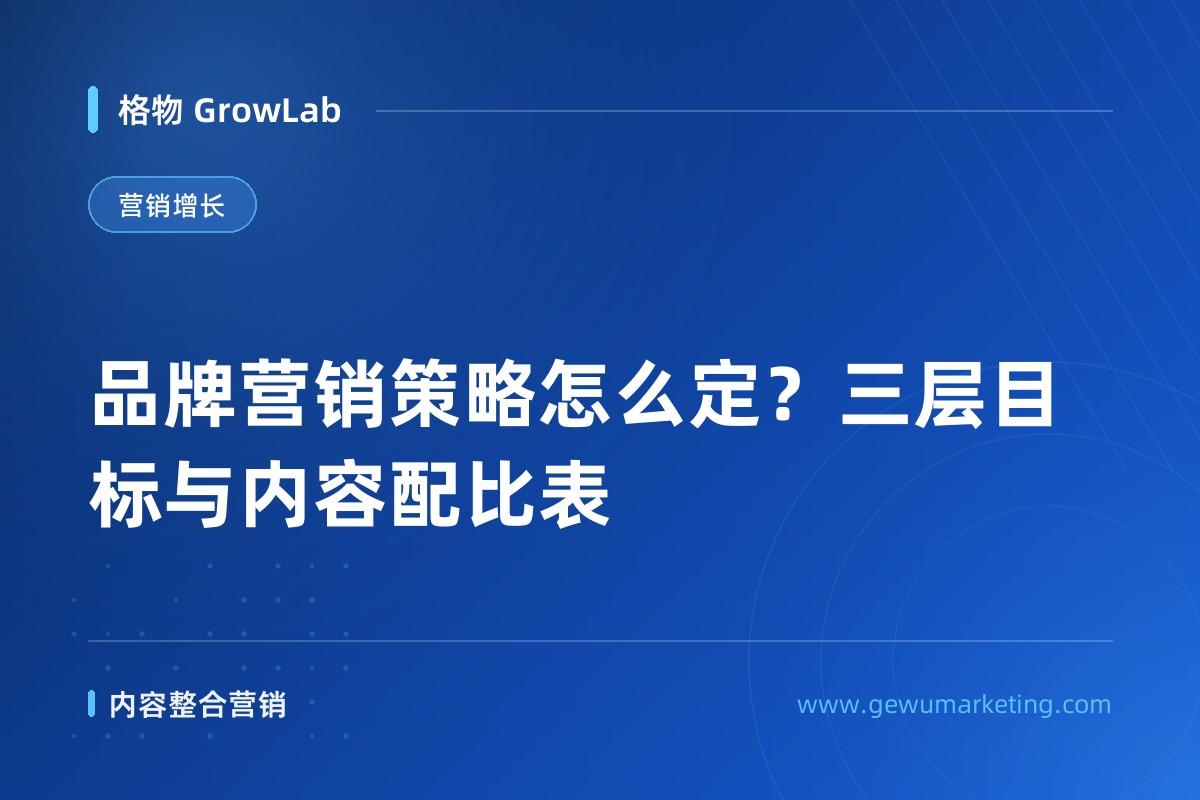 品牌营销策略怎么定？三层目标与内容配比表