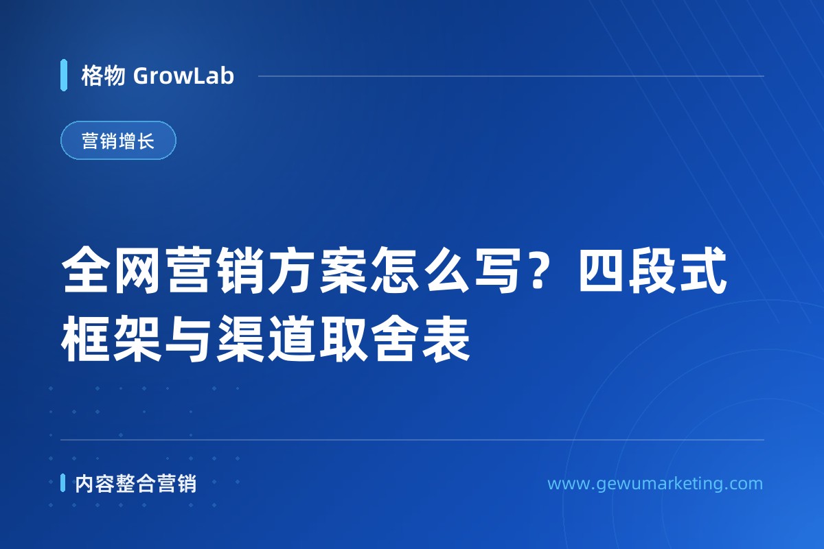 全网营销方案怎么写？四段式框架与渠道取舍表