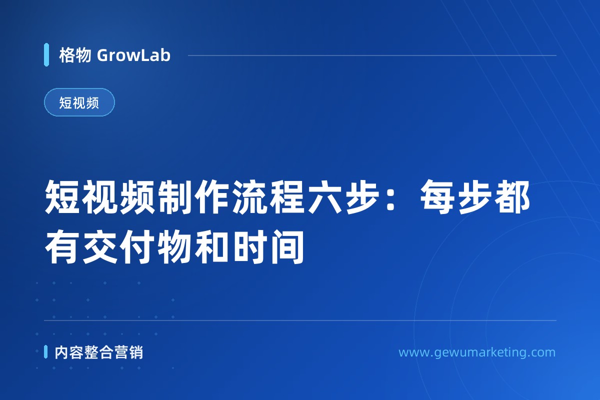 短视频制作流程六步：每步都有交付物和时间