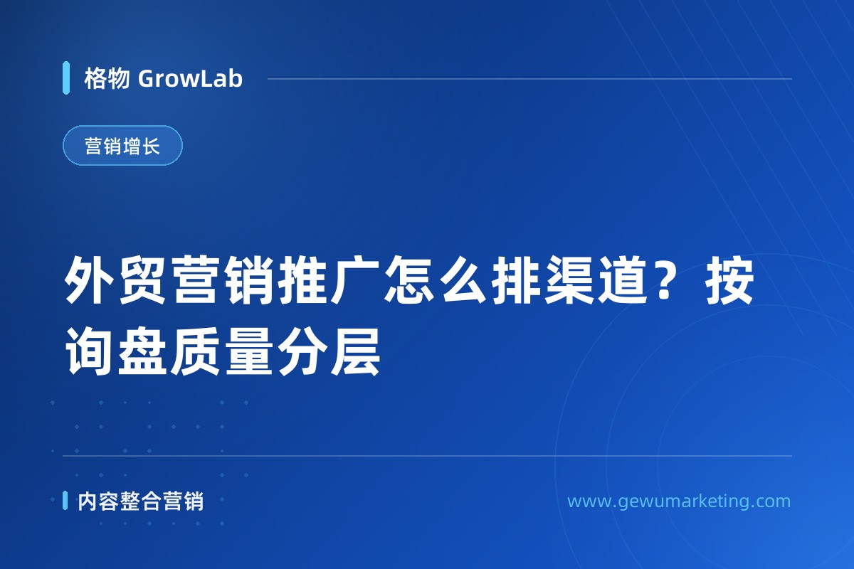 外贸营销推广怎么排渠道？按询盘质量分层