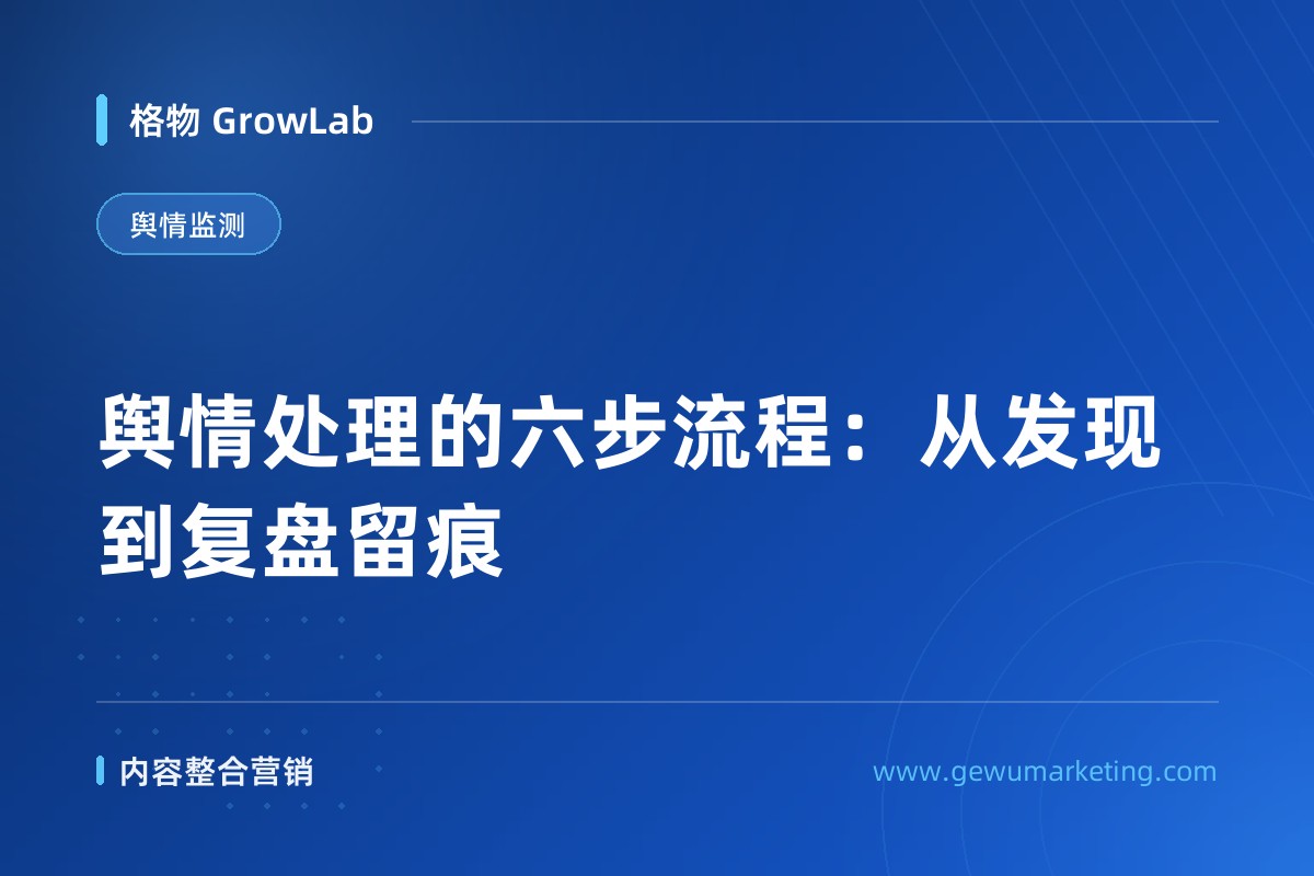 舆情处理的六步流程：从发现到复盘留痕