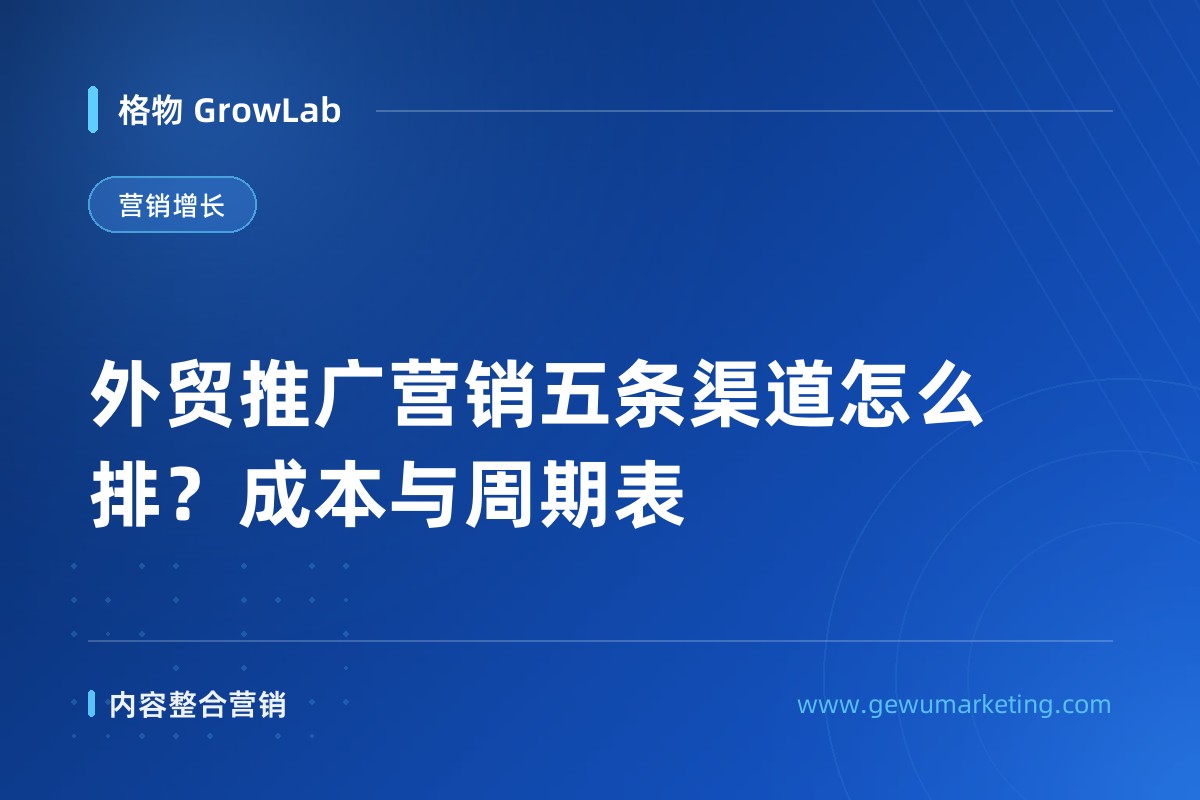 外贸推广营销五条渠道怎么排？成本与周期表