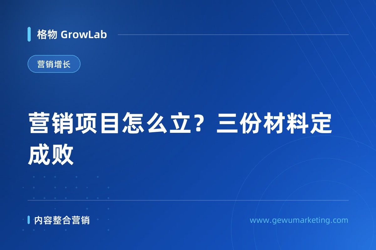 营销项目怎么立？三份材料定成败